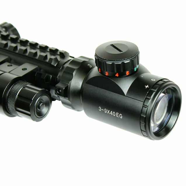 3-9X40 Rifle Scope illuminated Mil Dot Reticle With Green Laser Sight