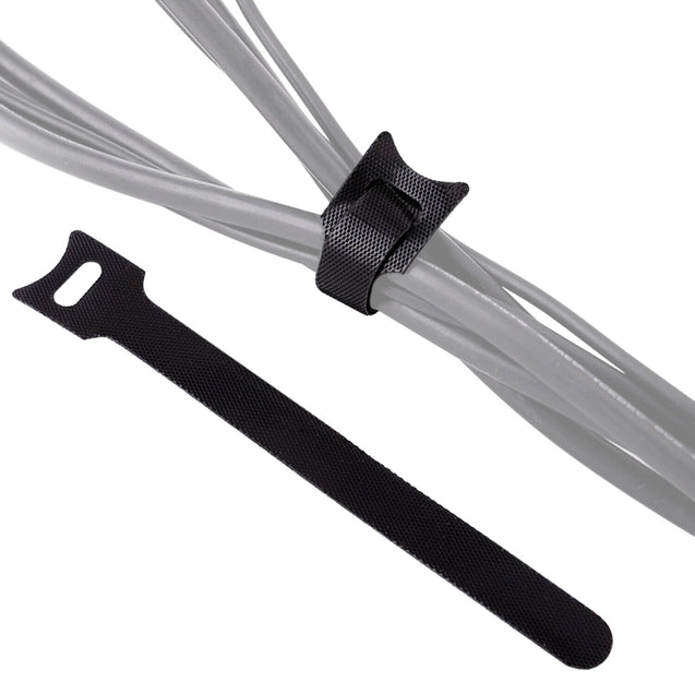 100 PCS Cable Straps Reusable Wire Cord Hook Loop Ties Black Fastening Organizer
