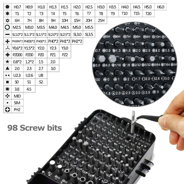 115 in 1 Magnetic Precision Screwdriver Set PC Phone Electronics Repair Tool Kit