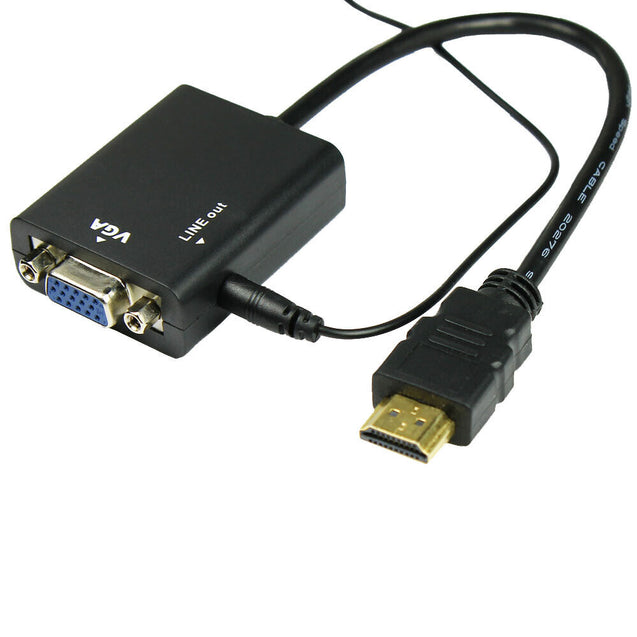 HDMI Male to VGA With Audio HD Video Cable Converter Adapter 1080P for PC