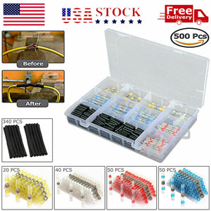 500 PCS Waterproof Heat Shrink Butt Terminals Solder Seal Sleeve Wire Connectors