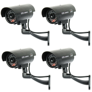 4 Pack IR Bullet Dummy Fake Surveillance Security Camera CCTV with Record Light