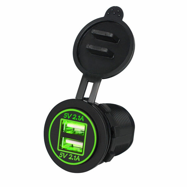 12V Car Lighter Socket Dual 2.1A USB Port Charger Power Outlet LED