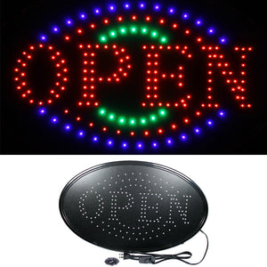 Large 23" x 14" Bright LED Neon OPEN Business SIGN with Motion Animation - Oval