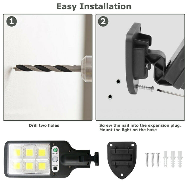 600W LED Solar Wall Light Motion Sensor Outdoor Garden Security Street Lamp USA