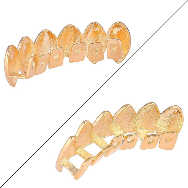 Hip Hop Grillz Teeth 14k Gold Plated Rainbow Vampire Fangs Top Bottom Set