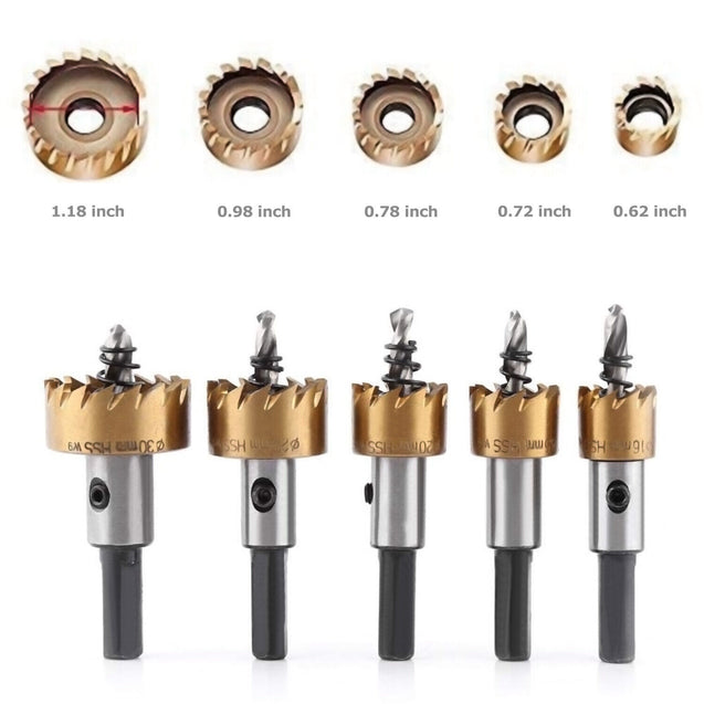 5PCS Hole Serration Kit HSS Steel Drill Bit Set Cutter Tool For Metal Wood Alloy