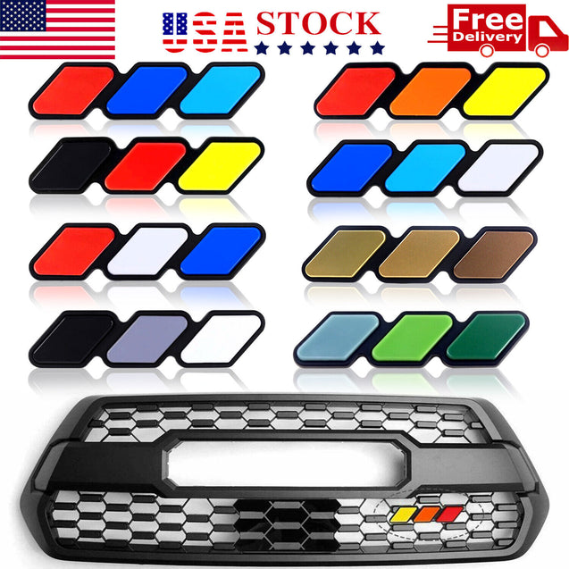 Tri-color 3 Grille Badge Emblem For 2018 2019 Toyota Tacoma TRD 4Runner Tundra