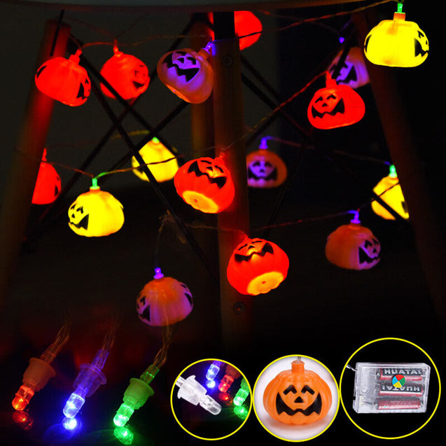 16 LED Halloween Pumpkin String Light Home Decoration Party Indoor outdoor 9 ft