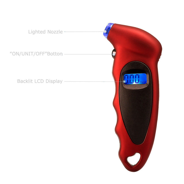 Digital Tire Pressure Guage Car Bike Truck Auto LCD Meter Tester Gauge Red