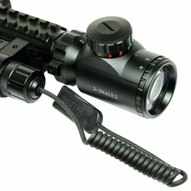 3-9X40 Rifle Scope illuminated Mil Dot Reticle With Green Laser Sight