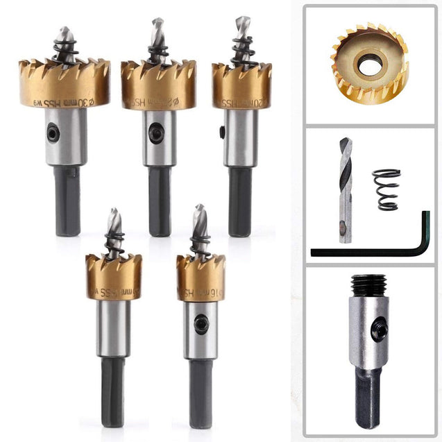 5PCS Hole Serration Kit HSS Steel Drill Bit Set Cutter Tool For Metal Wood Alloy