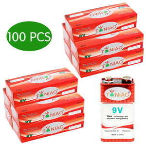 100 PCS 9V 6F22 9 Volts Heavy Duty Zinc Carbon 0% Mercury Battery Free Shipping