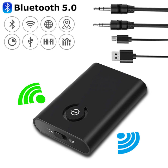Bluetooth 5.0 Transmitter Receiver 2 IN 1 Wireless Audio 3.5mm Jack Aux Adapter