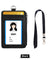 ID Badge Card Holder Synthetic Leather Vertical Clip Neck Strap Lanyard Case