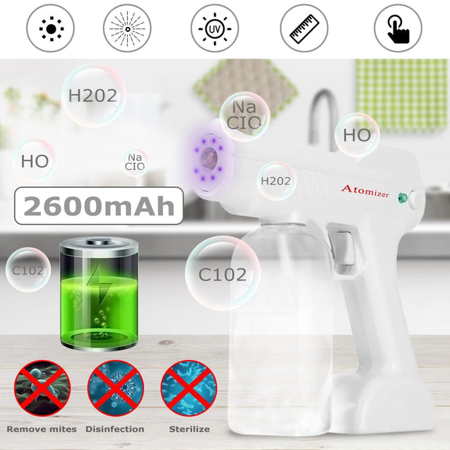 Wireless Nano Blue Light Steam Spray Disinfection Sprayer Gun 800ML USB Charging
