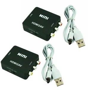 2 PCS Mini Composite HDMI CVBS RCA to AV Video Converter Adapter 720p 1080p
