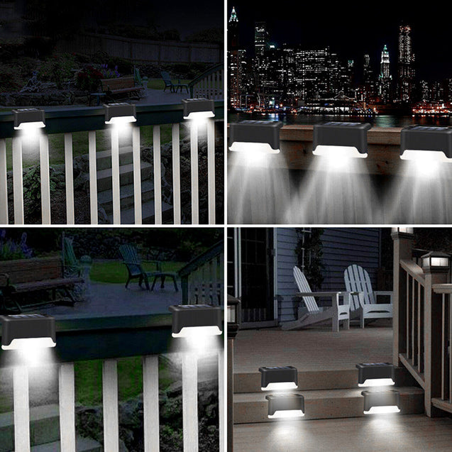 4 Solar LED Bright Deck Lights Outdoor Garden Patio Railing Decks Path Lighting