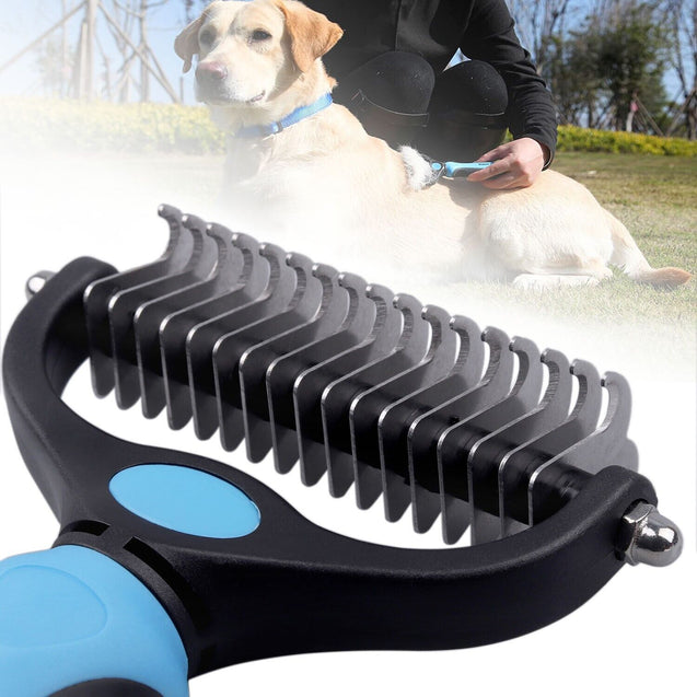 Pet Grooming Tool - 2 Sided Shedding Comb Brush Undercoat Rake for Cats & Dogs