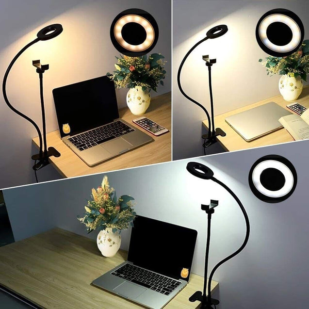 LED Selfie Ring Light Phone Holder Flexible Stand Long Arm for Stream Live Lamp
