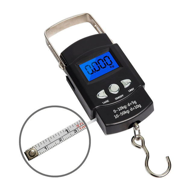 LCD Electronic Fishing Scale Portable Digital Luggage Weight Hanging Hook 50KG