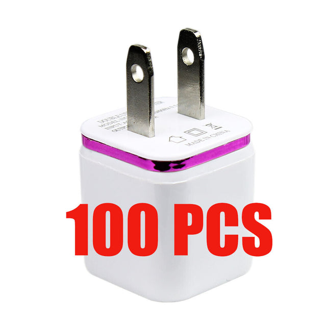 100x USB Wall Charger AC Power Adapter US Outlet For iPhone 5 6 7 8 X 11 12 13