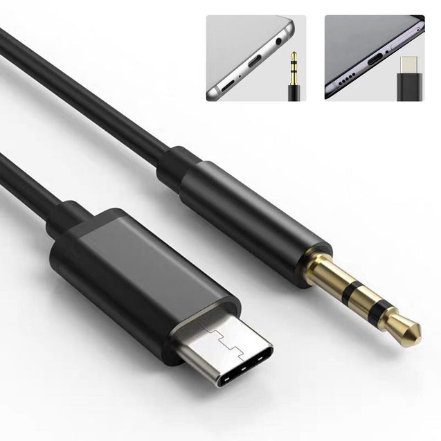 USB-C to AUX 3.5mm Audio Cable Adapter Galaxy S8 S9 S10 S20 S21 Note 8 9 10 3FT