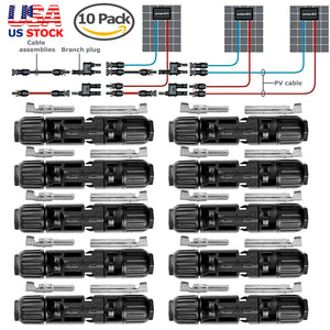 10 Pairs 30A Male Female Wire PV Solar Panel Cable Connector Set Waterproof