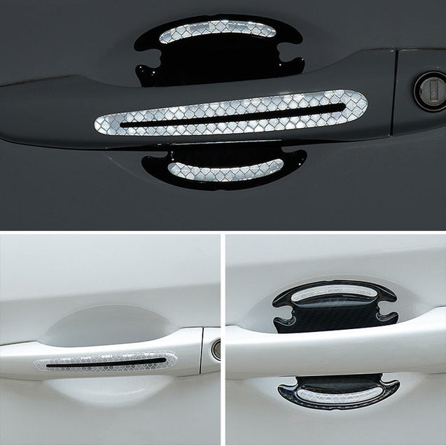 8x Reflective Car Door Handle Safety Strip Protective Film Sticker Warning Decal