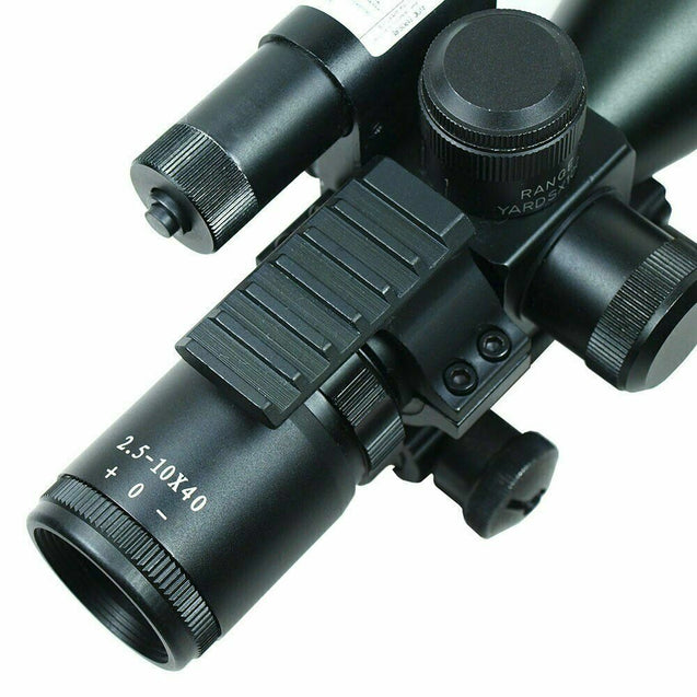 2.5-10X40 Rifle Scope with Green Laser Mini Reflex 3 MOA Red Dot Sight