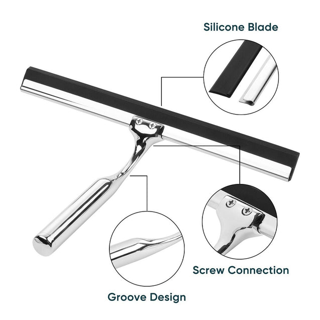 Stainless Steel All-Purpose Squeegee Shower Cleaner Doors Bathroom Windows Glass