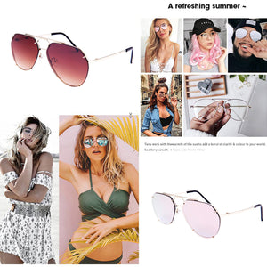 Women Flat Top Oversize Aviator XXL Metal Shades Sunglasses Gradient Lens