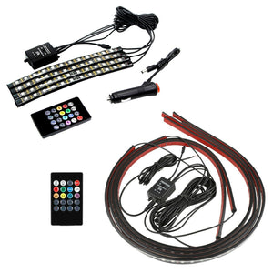 2 Set LED Strip Neon Light Kit Interior + Under Car Tube Underbody System Remote