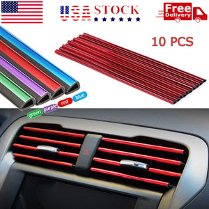 10 PCS Car Interior Air Conditioner Outlet Decoration Stripes Cover Accessories