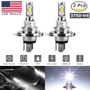2x H4 9003 HB2 6000K Super White CSP LED Headlight Bulb Kit High  Beam Canbus