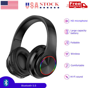 Wireless Bluetooth Headphones Super Bass Foldable Stereo Earphones Headsets Mic 