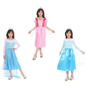 Girl Costume Dress Frozen Anna Elsa Cosplay Skirt Performance Party Halloween