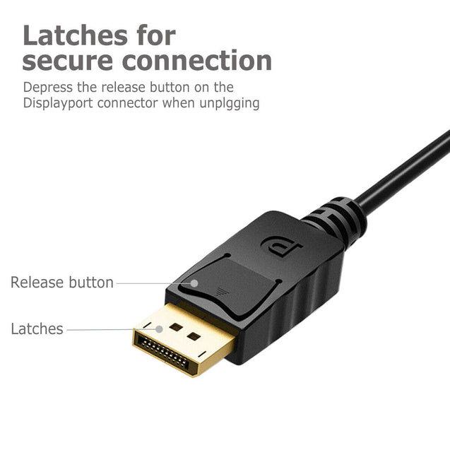 Display Port DP to HDMI PC Laptop HDTV Audio Video Adapter Cable 1080p 6 Feet