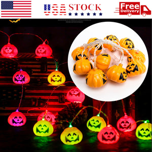 16 LED Halloween Pumpkin String Light Home Decoration Party Indoor outdoor 9 ft