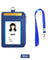 ID Badge Card Holder Synthetic Leather Vertical Clip Neck Strap Lanyard Case