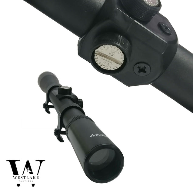 4X20 Scope w/ Ring Mounts Rapid Range Hunting Tactical Rifle Crossbow Air Gun
