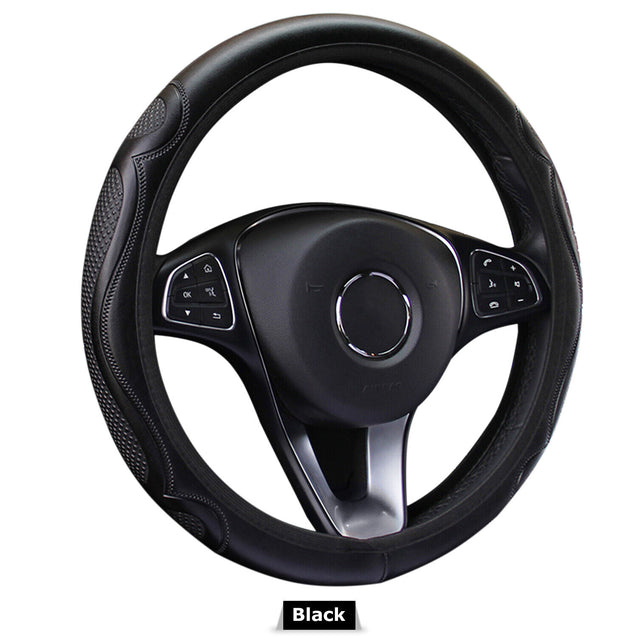 Leather Car Steering Wheel Cover Breathable Anti-slip Car Accessories 4 Color US