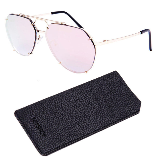 Women Flat Top Oversize Aviator XXL Metal Shades Sunglasses Gradient Lens