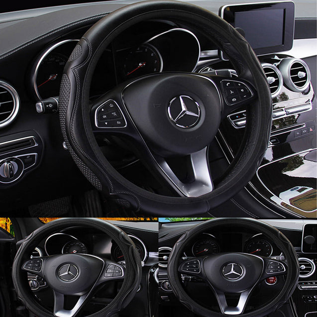 Leather Car Steering Wheel Cover Breathable Anti-slip Car Accessories 4 Color US
