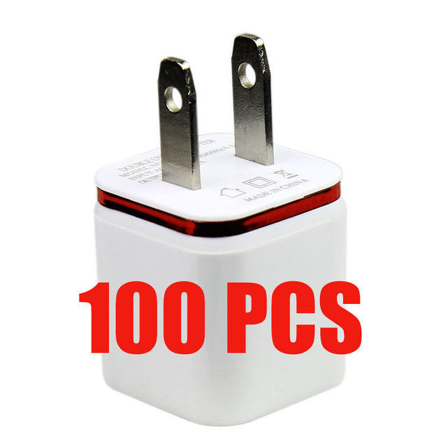 100x USB Wall Charger AC Power Adapter US Outlet For iPhone 5 6 7 8 X 11 12 13
