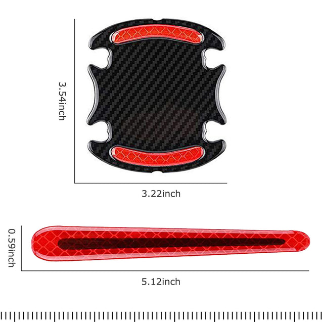 8x Reflective Car Door Handle Safety Strip Protective Film Sticker Warning Decal