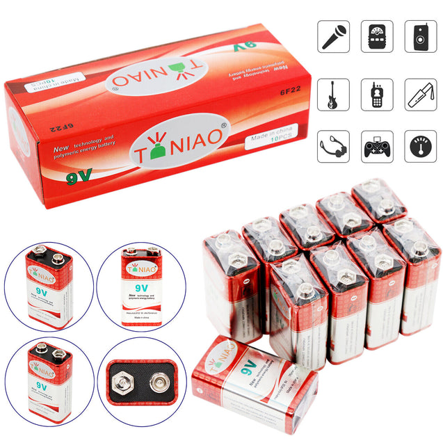 20 PCS 9V 6F22 9 Volts Heavy Duty Zinc Carbon 0% Mercury Battery Free Shipping