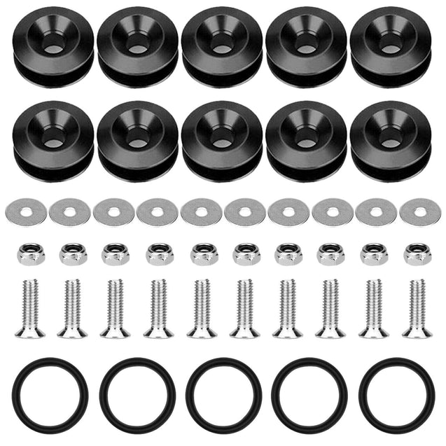 10 PCS Aluminum Car Quick Release Fasteners Bumper Trunk Fender Hatch Lids Kit