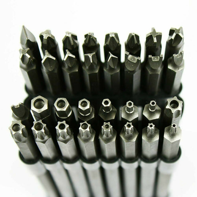 32PC Extra Long 6" Security Bit Tamperproof Set Hex Torx Star Pozi Tri-Wing