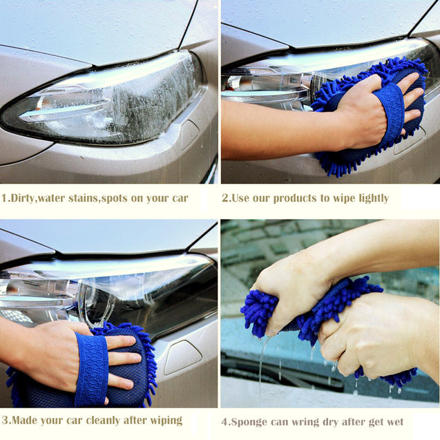 Car Auto Hand Wash Towel Microfiber Washing Gloves Coral Sponge Cleaning Tool